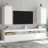Muebles De Tv De Pared Con Luces Led 2 Unidades Blanco 30,5x35x70 Cm
