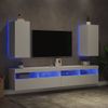 Muebles De Tv De Pared Con Luces Led 2 Unidades Blanco 30,5x35x70 Cm