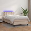 Cama Box Spring Colchón Led Cuero Sintético Capuchino 100x200cm