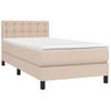 Cama Box Spring Colchón Led Cuero Sintético Capuchino 100x200cm