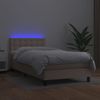 Cama Box Spring Colchón Led Cuero Sintético Capuchino 100x200cm