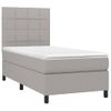 Cama Box Spring Colchón Y Luces Led Tela Gris Claro 90x190 Cm