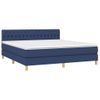 Cama Box Spring Con Colchón Y Led Tela Azul 180x200 Cm