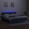 Cama Box Spring Con Colchón Y Led Tela Azul 180x200 Cm