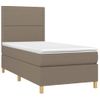 Cama Box Spring Colchón Y Luces Led Tela Gris Taupe 100x200 Cm