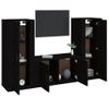 Set De Muebles Para Tv 3 Piezas Madera Contrachapada Negro