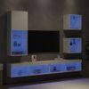 Muebles De Tv De Pared Con Led 5 Piezas Madera Ingeniería Blanco