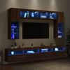 Muebles De Tv De Pared Con Luces Led 8 Piezas Marrón Roble