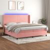 Cama Box Spring Colchón Y Led Terciopelo Rosa 200x200 Cm