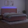 Cama Box Spring Colchón Y Led Terciopelo Rosa 200x200 Cm