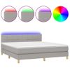 Cama Box Spring Con Colchón Tela Y Led Gris Claro 180x200 Cm