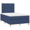 Cama Box Spring Con Colchón Y Led Tela Azul 120x200 Cm