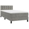 Cama Box Spring Colchón Y Led Terciopelo Gris Claro 90x200 Cm