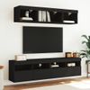 Muebles De Tv De Pared Con Led 5 Piezas Madera Ingeniería Negro