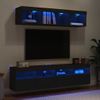 Muebles De Tv De Pared Con Led 5 Piezas Madera Ingeniería Negro