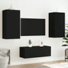 Muebles De Tv De Pared Con Led 4 Piezas Madera Ingeniería Negro