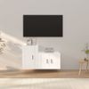 Set De Muebles De Tv 2 Piezas Madera Contrachapada Blanco