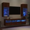 Muebles Tv Pared Con Led 5 Piezas Madera Ingeniería Marrón Roble