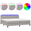 Cama Box Spring Con Colchón Tela Y Led Gris Claro 200x200 Cm