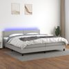 Cama Box Spring Con Colchón Tela Y Led Gris Claro 200x200 Cm