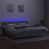 Cama Box Spring Con Colchón Tela Y Led Gris Claro 200x200 Cm