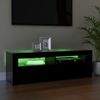 Mueble De Tv Con Luces Led Negro 120x35x40 Cm