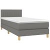 Cama Box Spring Con Colchón Y Led Tela Gris Oscuro 80x200 Cm