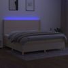 Cama Box Spring Colchón Y Luces Led Tela Crema 200x200 Cm