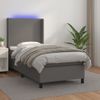 Cama Box Spring Y Colchón Led Cuero Sintético Gris 90x190 Cm