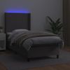 Cama Box Spring Y Colchón Led Cuero Sintético Gris 90x190 Cm