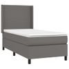 Cama Box Spring Y Colchón Led Cuero Sintético Gris 90x190 Cm