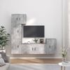 Set De Muebles De Tv 5 Piezas Madera Contrachapada Gris Hormigón