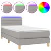 Cama Box Spring Con Colchón Tela Y Led Gris Claro 100x200 Cm