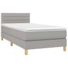 Cama Box Spring Con Colchón Tela Y Led Gris Claro 100x200 Cm