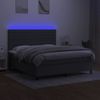 Cama Box Spring Colchón Y Luces Led Tela Gris Oscuro 180x200 Cm