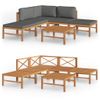 Set De Muebles De Jardín 6 Piezas Madera De Teca Y Cojines Gris