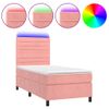 Cama Box Spring Colchón Y Led Terciopelo Rosa 80x200 Cm