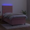 Cama Box Spring Colchón Y Led Terciopelo Rosa 80x200 Cm