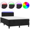 Cama Box Spring Colchón Y Led Terciopelo Negro 120x200 Cm