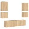 Muebles De Tv De Pared 6 Piezas Madera De Ingeniería Roble Sonoma