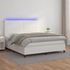 Cama Box Spring Colchón Y Led Cuero Sintético Blanco 180x200 Cm