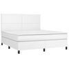 Cama Box Spring Colchón Y Led Cuero Sintético Blanco 180x200 Cm