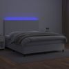 Cama Box Spring Colchón Y Led Cuero Sintético Blanco 180x200 Cm