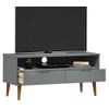 Mueble De Tv Molde Madera Maciza De Pino Gris 106x40x49 Cm