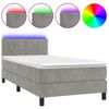 Cama Box Spring Colchón Y Led Terciopelo Gris Claro 90x190 Cm