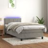 Cama Box Spring Colchón Y Led Terciopelo Gris Claro 90x190 Cm