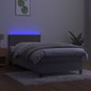 Cama Box Spring Colchón Y Led Terciopelo Gris Claro 90x190 Cm