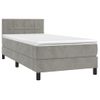 Cama Box Spring Colchón Y Led Terciopelo Gris Claro 90x190 Cm