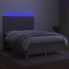 Cama Box Spring Colchón Y Luces Led Tela Gris Claro 140x200 Cm