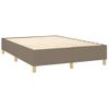 Cama Box Spring Colchón Y Luces Led Tela Gris Taupe 140x200 Cm